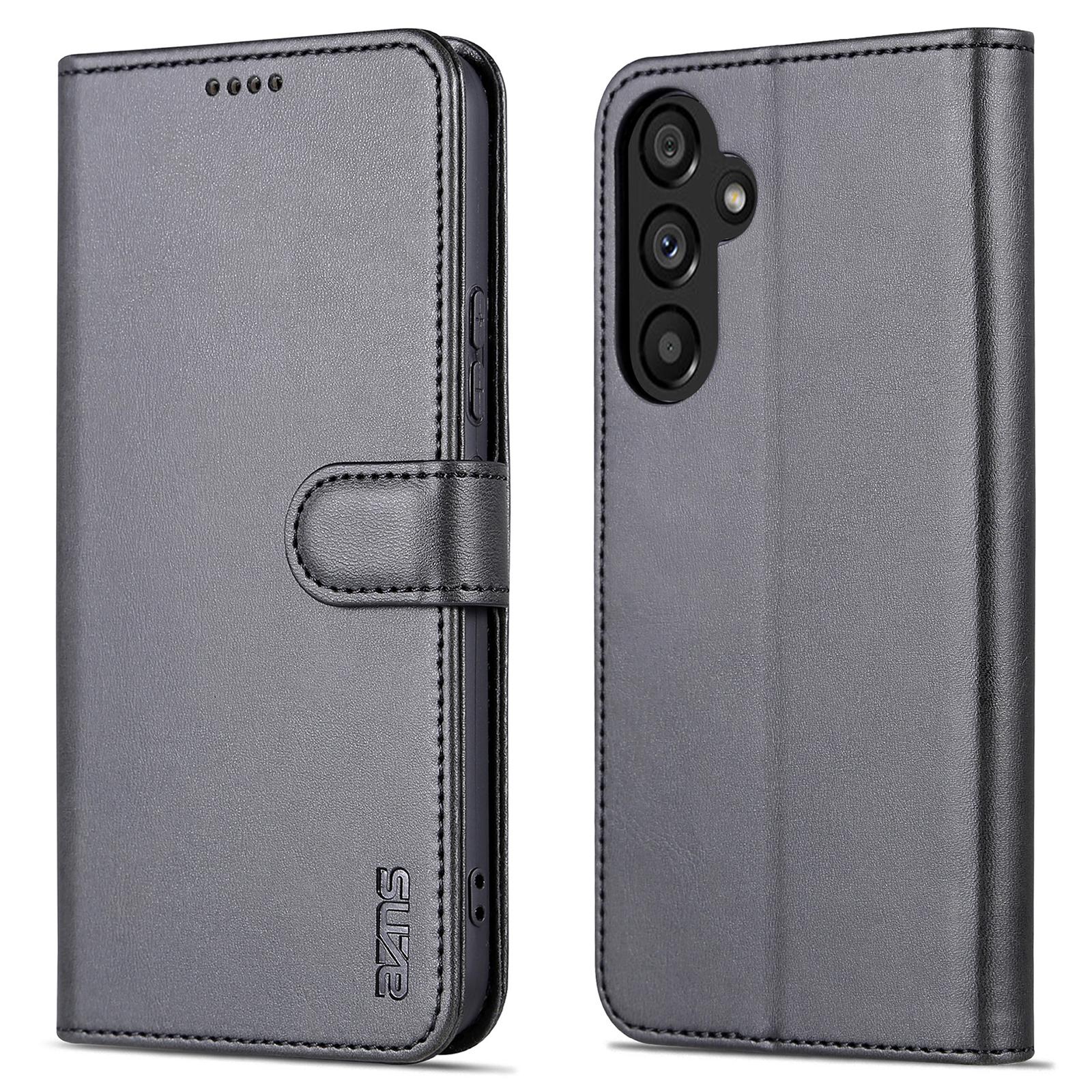 

AZNS For Samsung Galaxy A54 5G Magnetic Clasp Phone Case PU Leather Wallet Cover Scratch-resistant Phone Shell with Stand Black