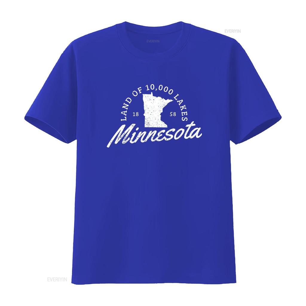 Minnesota Land Of The 10000 Lakes State Map Souvenir T Shirt Vintage Washed Stylish Stretched Casual Comfortable Slightly