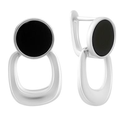 Silver Earrings with Natural Onyx (60002116)