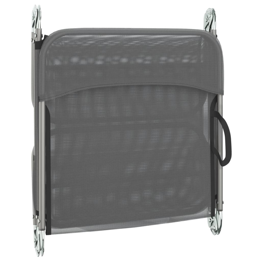 Vidaxl Folding Sun Loungers, 2 Pcs, Grey, Textilene And Steel