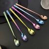 Stirring Spoon Extended Handle Titanium Stirring Spoon Milk Tea Coffee Dessert Ice Cocktail Spoon Kitchen Tool