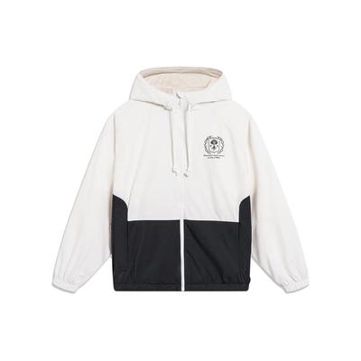 Li Ning Badfive Color Block Windbreaker Men Outerwear Off-White Black AFDT435-5