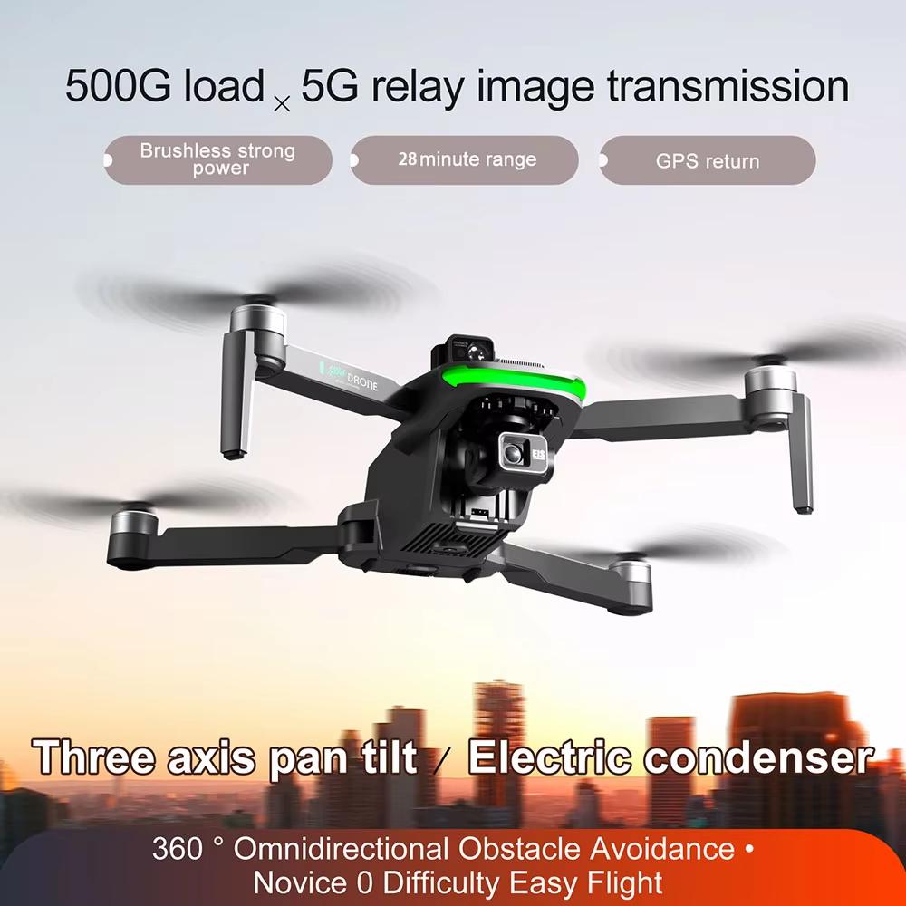 New S155 Pro Max Mini Drone 5G FPV GPS Brushless ESC 8K Wide Angle HD Dual Camera 3-Axis Gimbal 360° Laser Obstacle Avoidance RC Quadcopter Toy 5KM
