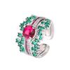 Jewelry Rings Dual-use Accessories Purple Light Lamps Will Change Color Red Corundum Blue Pointed Crystals Luxury High-end Feeling Women