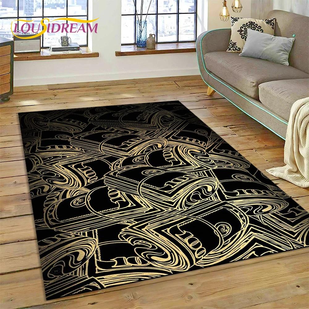 Rich Dollar Euro Pound Money 3D Cartoon Carpet Rug for Home Living Room Bedroom Sofa Doormat Decor,kids Play Non-slip Floor Mat