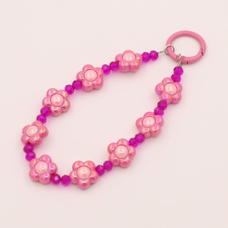 Versatile Beaded Keychain Pendant: Heart & Flower Lanyard Accessories