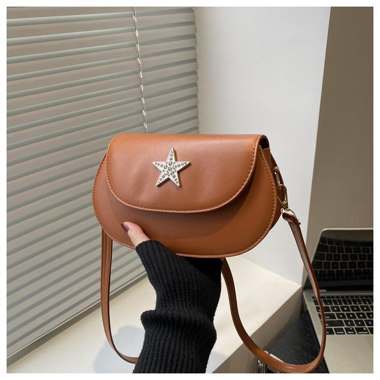 Fashi Star Women Pu Leather Shoulder Armpit Bags Thread Design Ladies Crossbody Saddle Bag Simple Girl Phe Handbags Purse