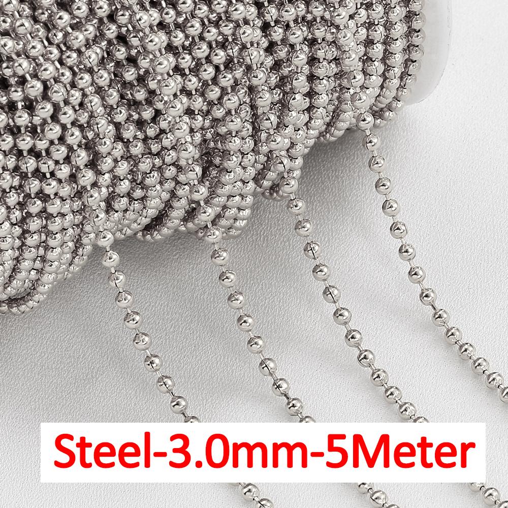 5 Meter 2 Meter Edelstahl Kugelkette Perlenketten für Armband Halskette DIY Schmuckherstellung Zubehör Großhandel