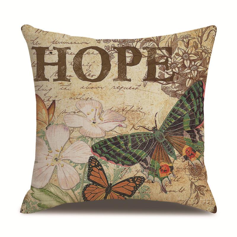Linen Pillowcase Home Cute Butterfly Sofa Pillowcase Office Nap Pillow