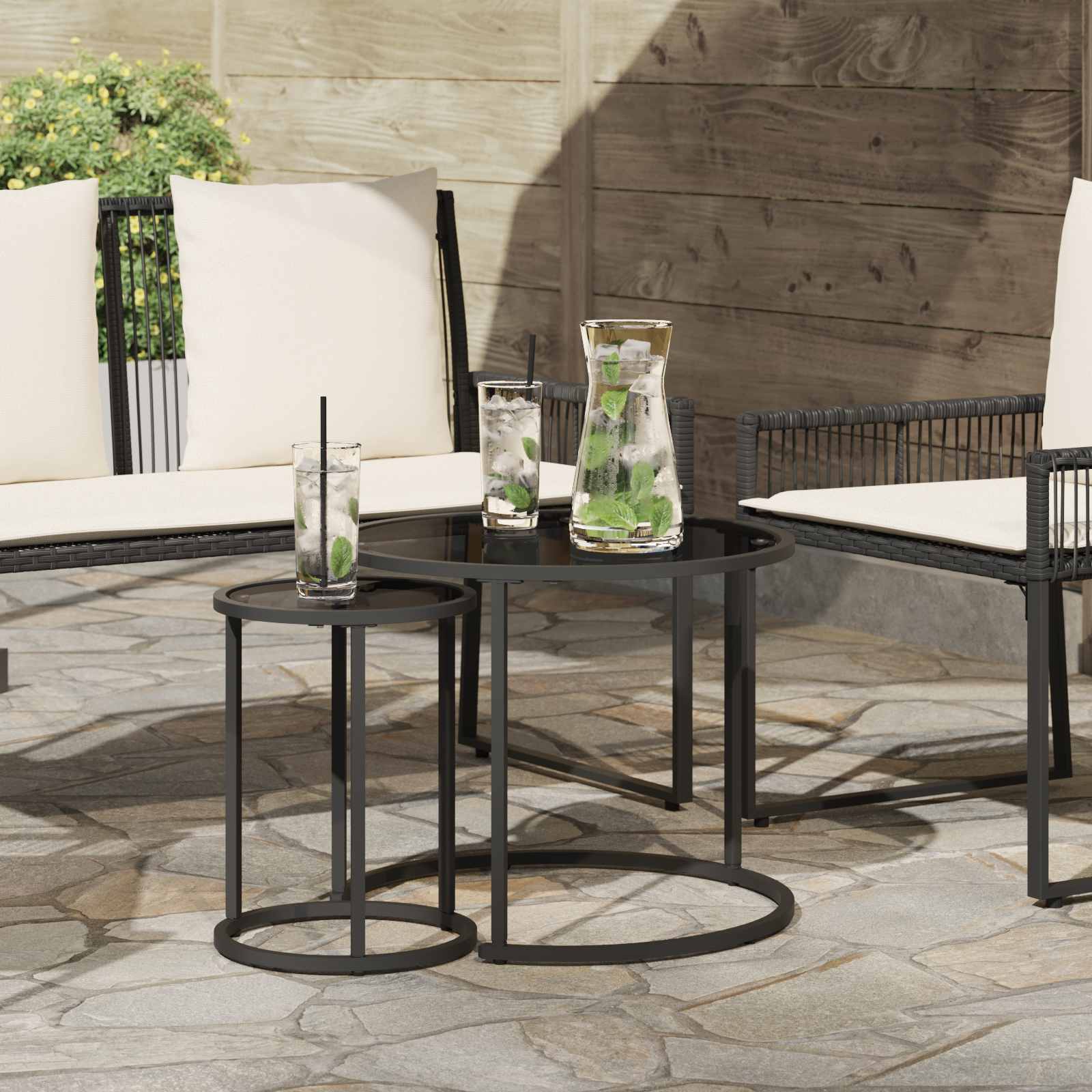 Kaffeetisch-Set 2 Stück 55 x 55 x 45 cm Stahl