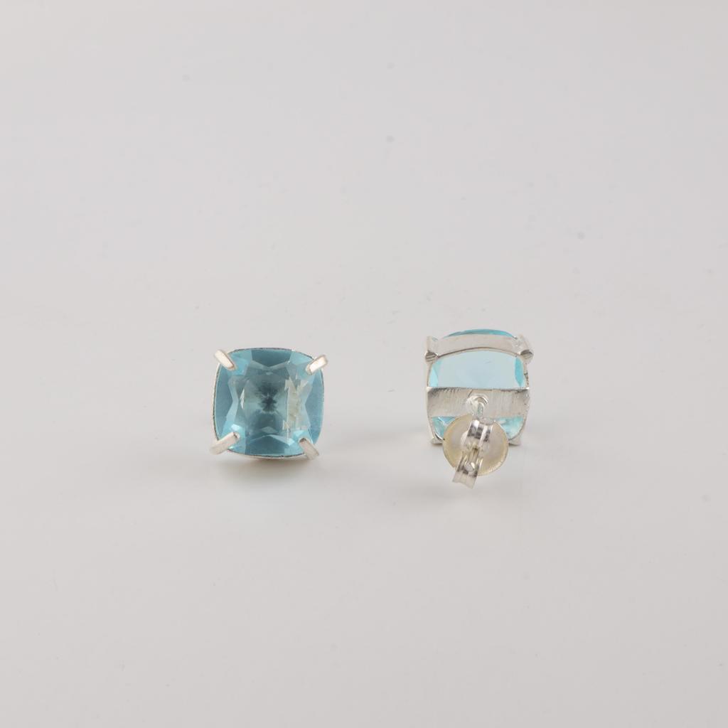 Sky Blue Topaz Gemstone 925 Sterling Silver Handmade Jewelry Pretty Studs Earring 1" Gift For Women EE-181-9