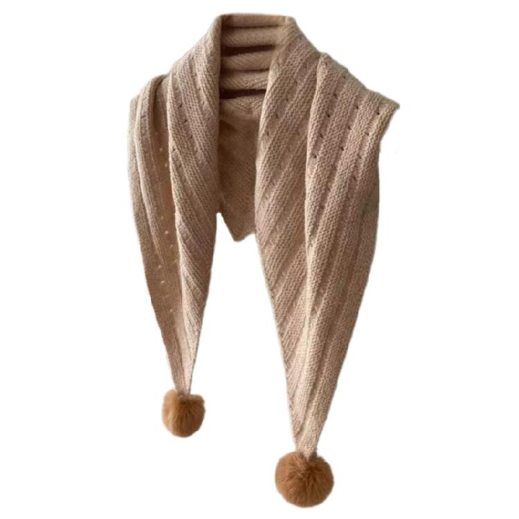 Warm Pompoms Shawl for Home Office Shirt Decoration Multifunctional Shawl Wrap for Outdoor Leisure Wear Shoulder Wrap