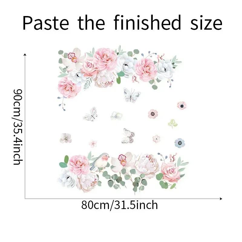 Home Wall Fashion Decoration Stickers Small Fresh Pink Flower Stickers Bedroom Entrance Wall Stickers Accessories Tools