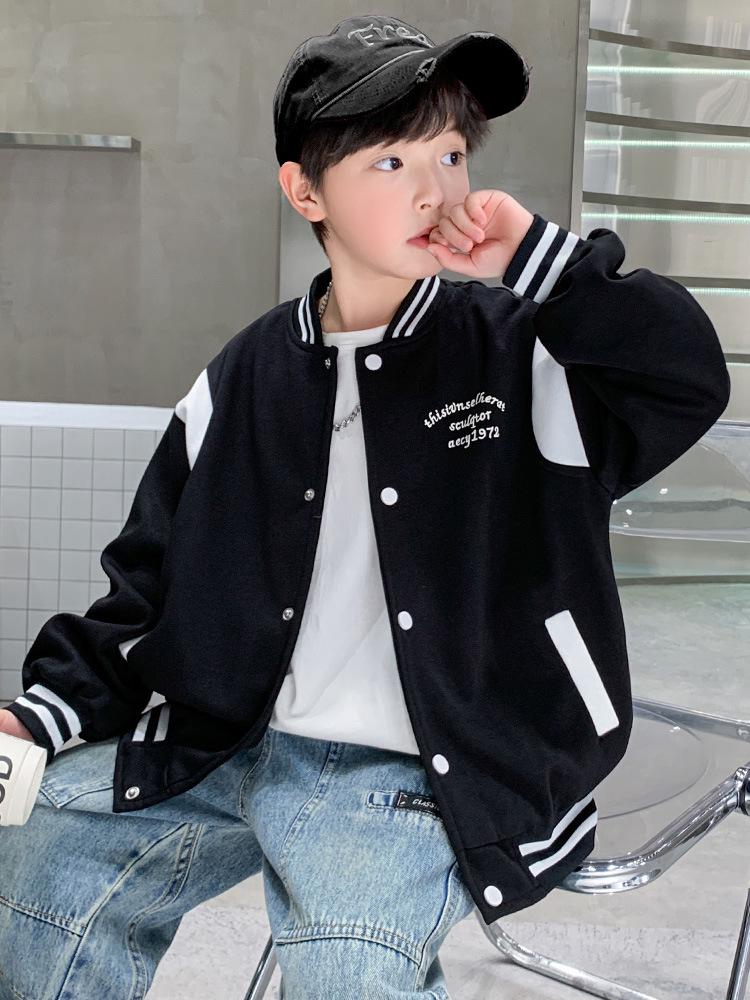 2025 Boys' Trendy Spring/Autumn Baseball Jacket Coat for Big and Middle Children