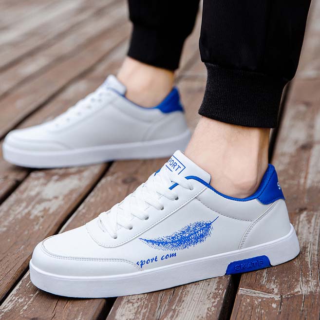 Spring and Autumn Solid Color Round Head Leaf Print Student Casual Shoes Men's Breathable Commuting Comfortable Flat Shoes