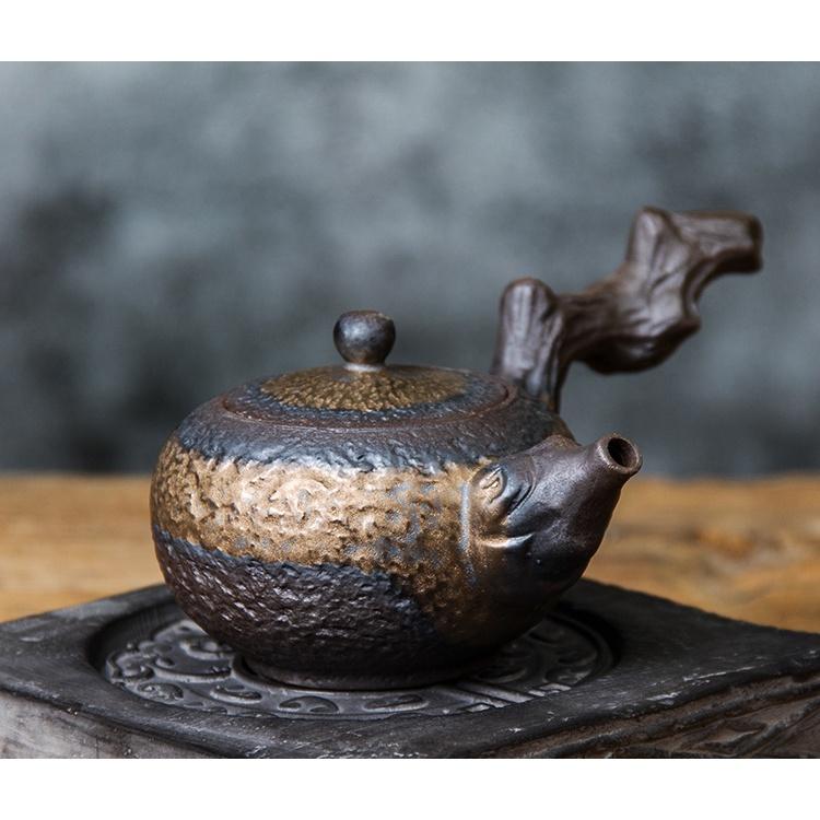 220ml Ceramic Tea Pot with Side Handle Japanese Style Coarse Pottery Kung Fu Tea Set