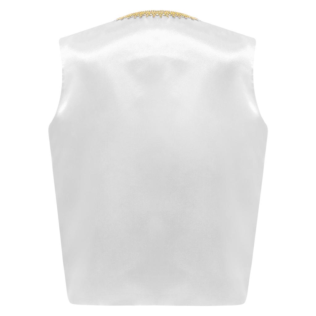 Kids Boys Fairytale Cosplay Arabian Prince Costume V Neck Open Front Waistcoat Vest Halloween Fancy Dress Up