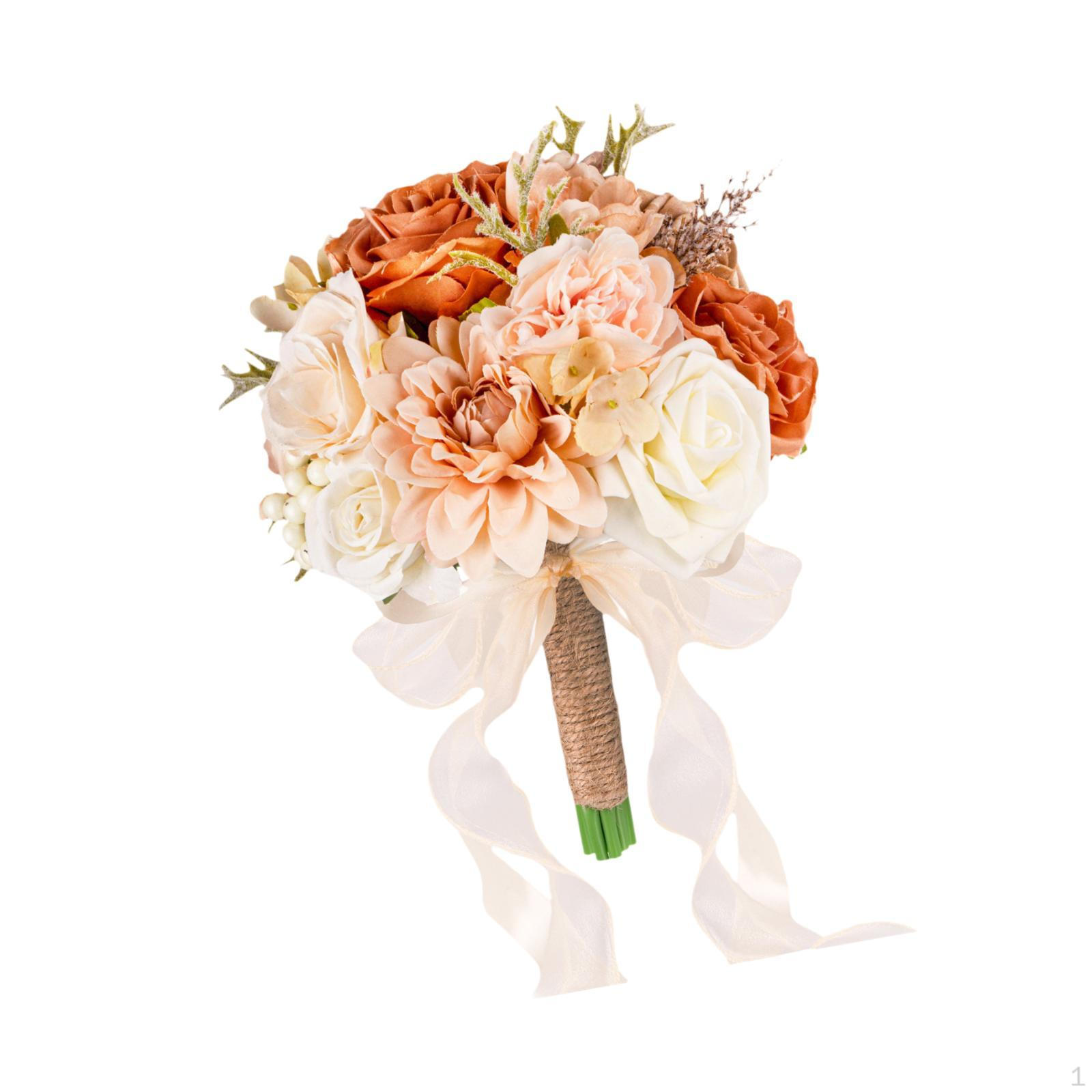 

Свадебный букет искусственных цветов романтический с лентами держащий невесту для Champagne Pink