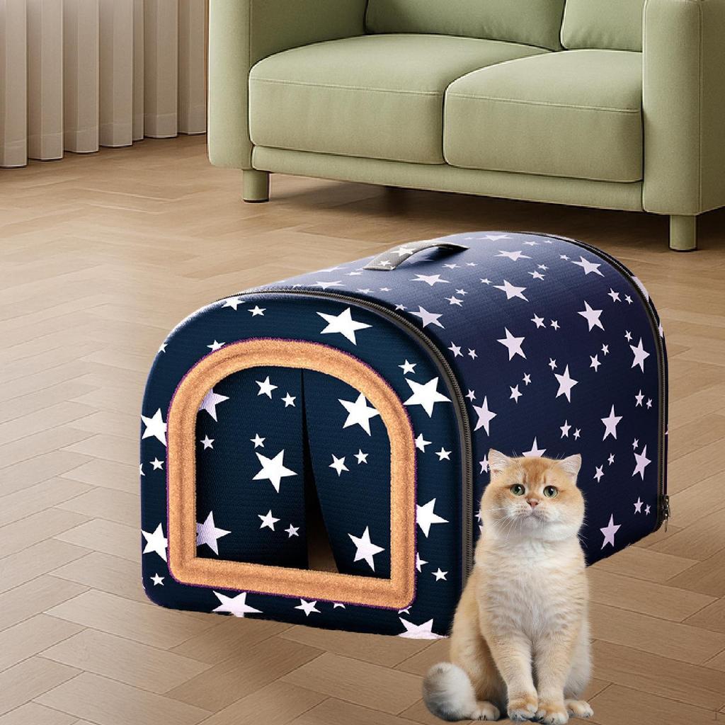 Cat Cave Bed 2 Ways Use Detachable Kennel Washable Dog House Pet Tent for Feral Cats Small Medium