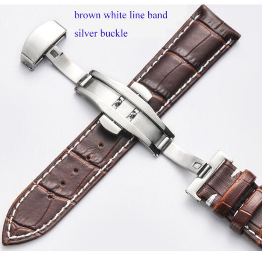 12 13 14 15 16 17 18 19 20 21 22 23 24mm Watch Band For Women Men Wristwatch Straps  Leather Double Press Butterfly Clasp