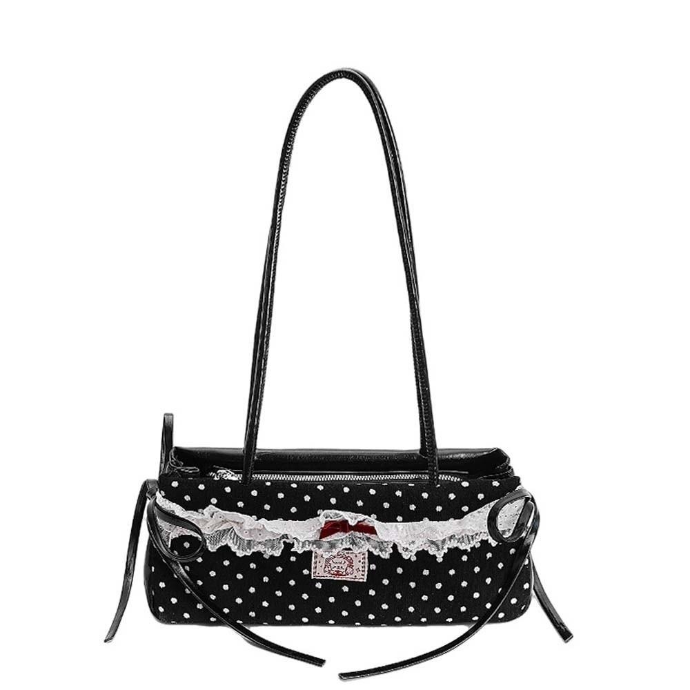 Lace French Stick Handbag Sweet PU Shoulder Bag Shopping Polka Dot Underarm Bags  Women