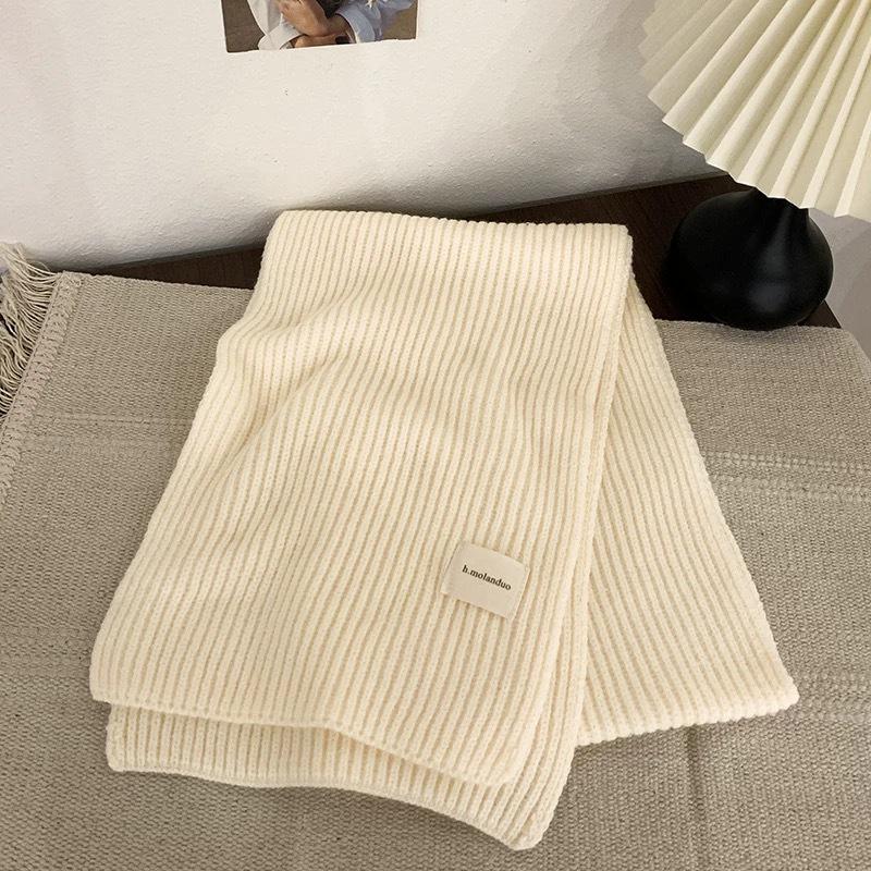 Korean Style Versatile Knitted Scarf for Women - Green, Blue, Red, Warm & Stylish for Autumn/Winter