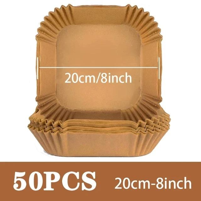50/100Pcs Air Fryer Disposable Paper Square Round Baking Paper Barbecue Plate NonStick Mat Kitchen Oven Oil Absorbing Paper Tool