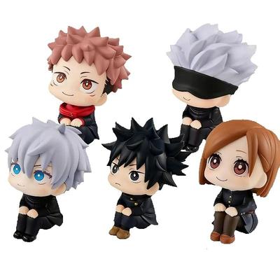 [Heiß] Jujutsu Kaisen Chibi Set mit sitzenden Figuren: Yuji Gojo Megumi Nobara-gran Kopf Niedlich Anime Spielzeug Für