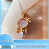 Jade Rabbit and Radish Planet Pendant Necklace - Charming Fairy Tale Design, Handmade and Unique Gift