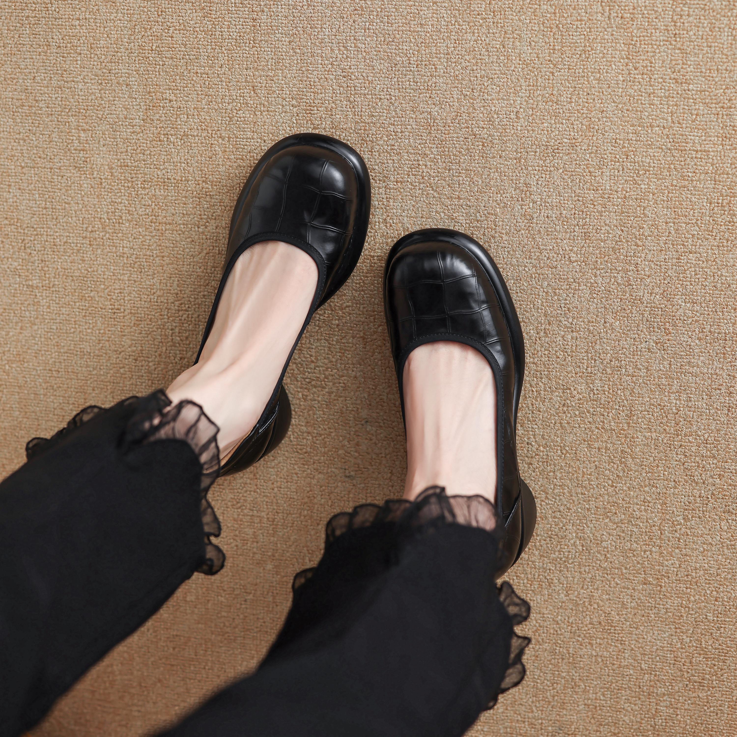 

Krazing Pot Натуральная кожа Зима Круглый носок Размер 40 Толстый Круглый Высокий Слипоны Платформа Камень Офисная леди Гладиатор Осень Туфли 37