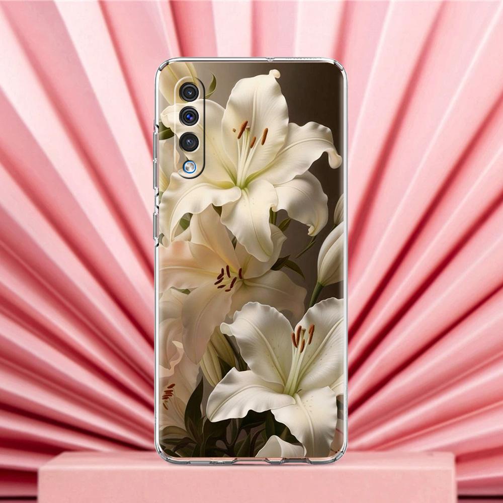 Hülle Für Samsung A56 A36 A26 A24 A16 A14 A12 A32 A50 A70 A22 A40 A34 A54 A42 A52 5G A04s A06 Abdeckung Realistischer Lilienblüten-Druck