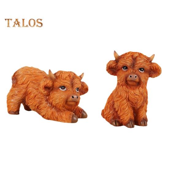 

2 шт. Статуэтка коровы Хайленд из смолы, ручная работа, украшение для стола, коллекционная статуэтка коровы Хайленд для декора сада в цветочном горшке 1 Pair