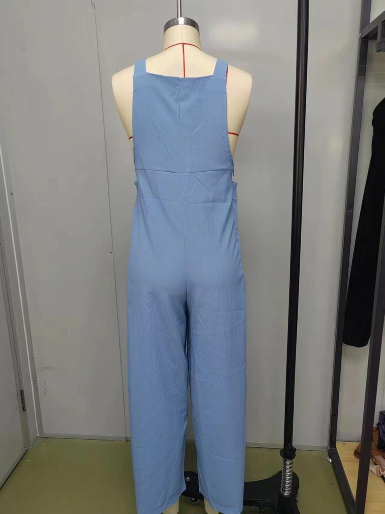 2025 European & American Women's Retro Casual Solid Color Overalls