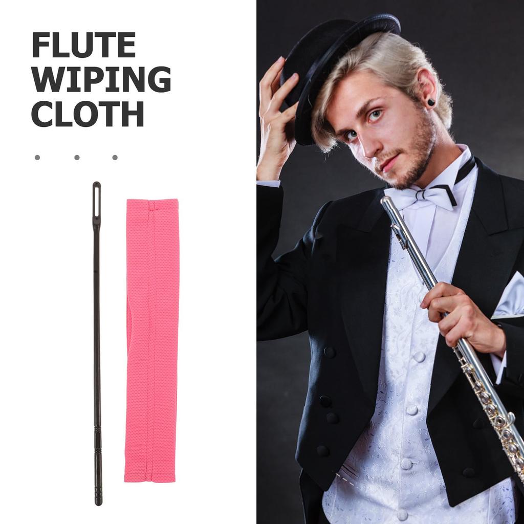 Vaguelly Pink Fiber ABS Flute Cleaning Kit with Cleaning Cloth and Probing Rod (Reusable)