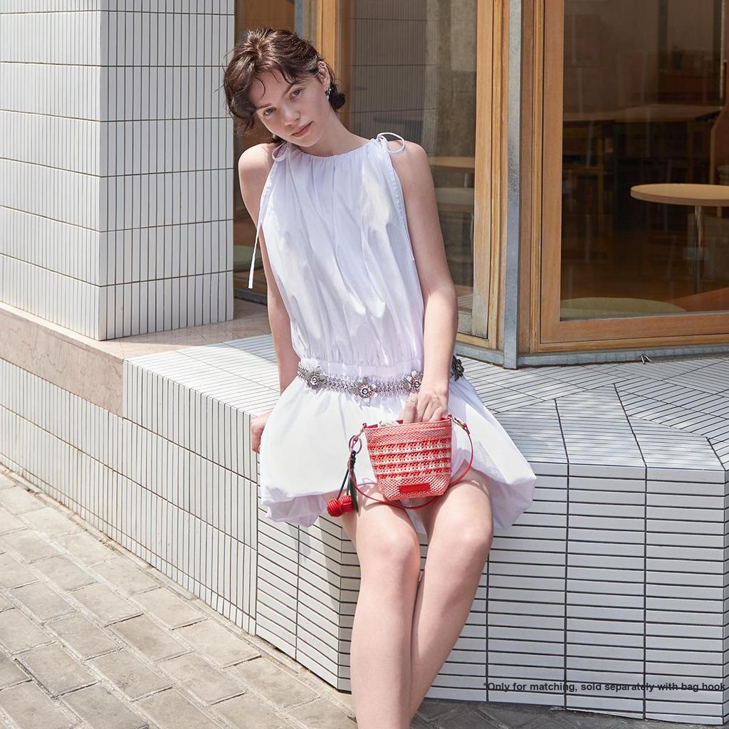 Charles & Keith Dopamine Woven Series Hollow Weave Drawstring Bucket Bag Women crossbody bag Multi-color CK11-10782618