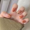 24Pcs Goose Yellow Cream Flower French Acrylic Press On Nails Full Coverage Removable False Nail Art Tips