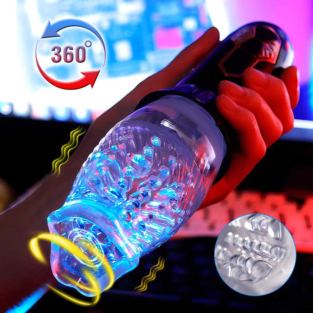 Rotating Sucking Masturbator for Men 3D Lips Penis Massager Real Oral Sex Glans Trainer Penis Massage Male Masturbator Glans Vibrator Sex Toy for Men