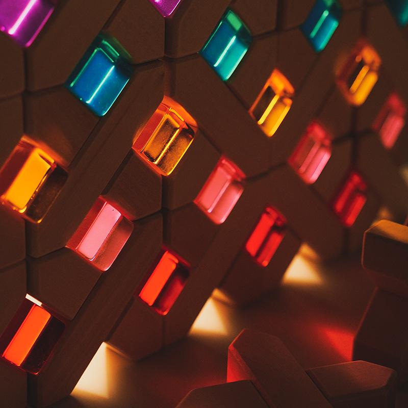 Acrylic Crystal Gemstone Building Block Rainbow Square High Transmittance Cube Children's Educational Sensory Kindergarten Toy