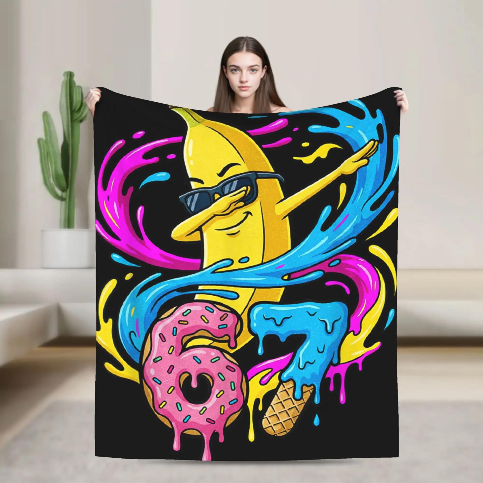 Funny Baseball Dabbing Banana  Ice Cream Meme Blanket Soft Warm Throw for Bed Couch Winter Novelty Bedspread 40x50inch 101x127cm
