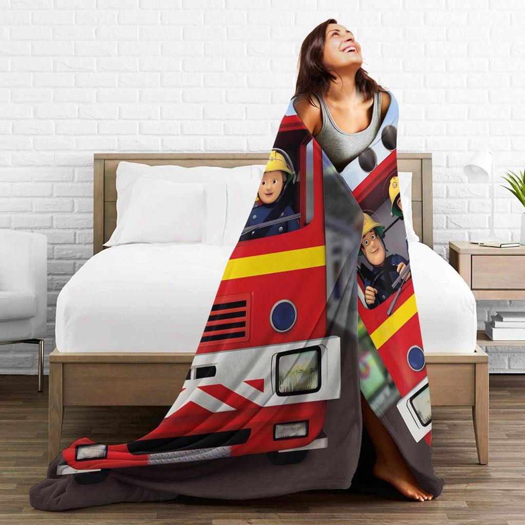 Warm Soft BlanketChildren Decorative Firemans Sam Bedding Throws Flannel Bedspread For Home Decor Graphic Sofa Bed Cover