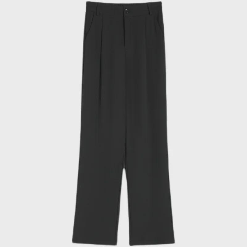 Women's High Waist Wide-Leg White Suit Pants - Spring & Autumn Trend, Lightweight with a Straight Loose Fit