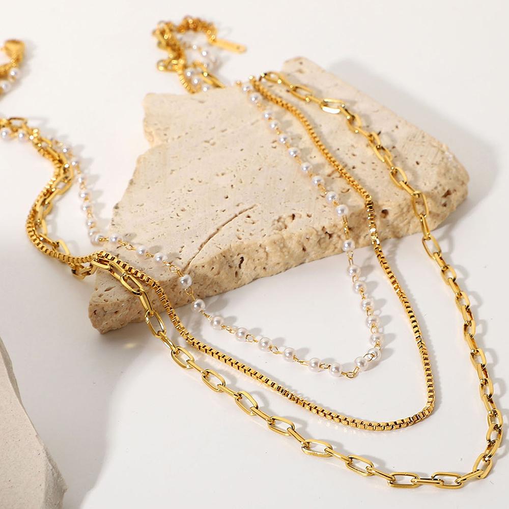 Stainless Steel Necklaces Noble White Imitation Zircon Layer Chain Fashion Trending Necklace For Women Zircon Vacation Wear New