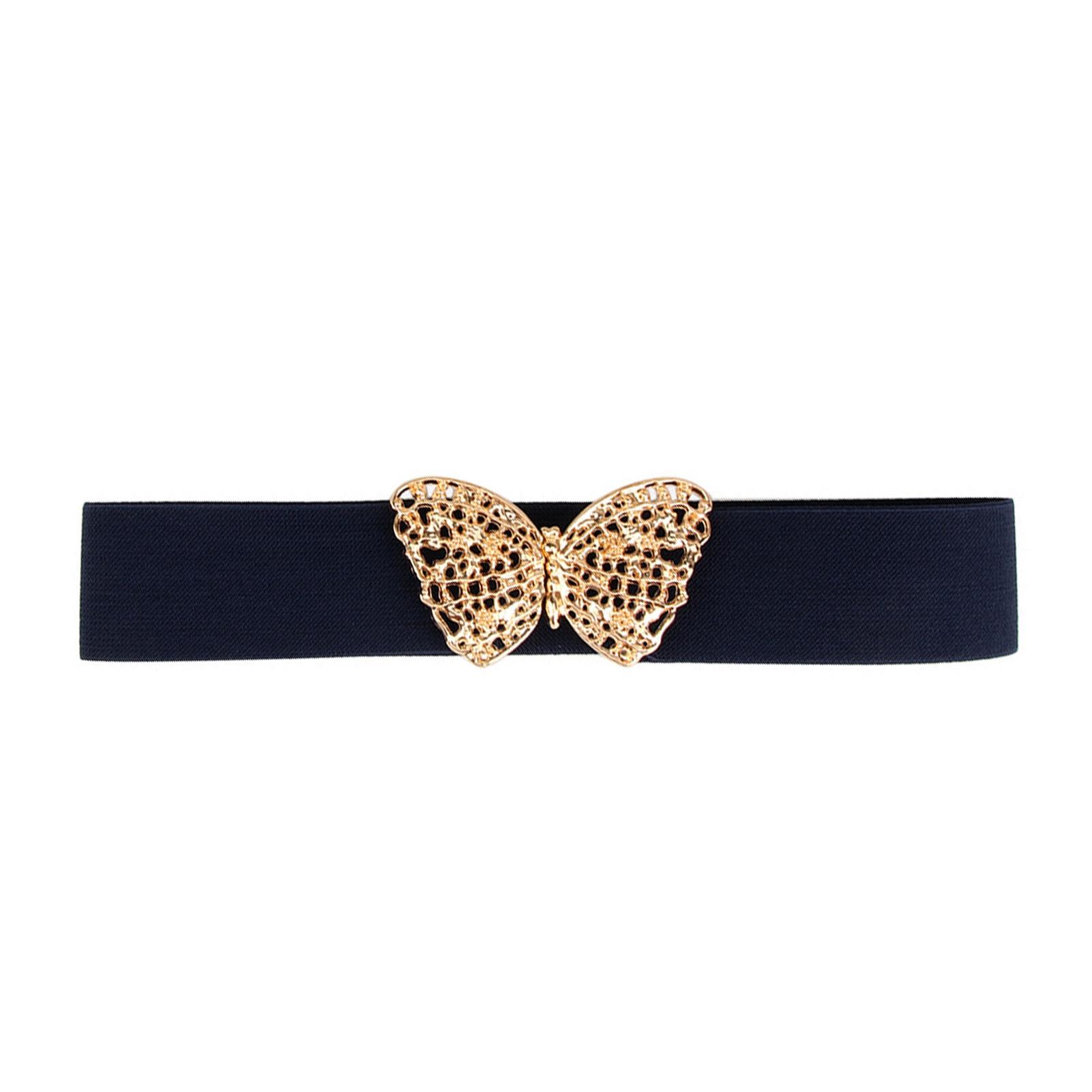 

Women Dress Waist Belt Alloy Hollow Out Buckle Elastic Waist Stretch Belt for Parties