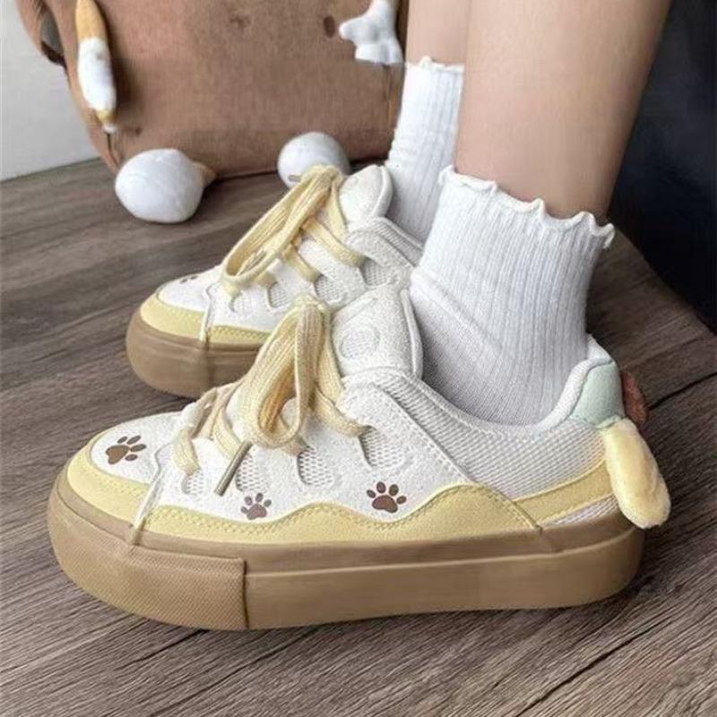 Bread shoes women's spring and autumn platform milk yellow niche design student versatile skateboard shoes cute pudding dog shoes