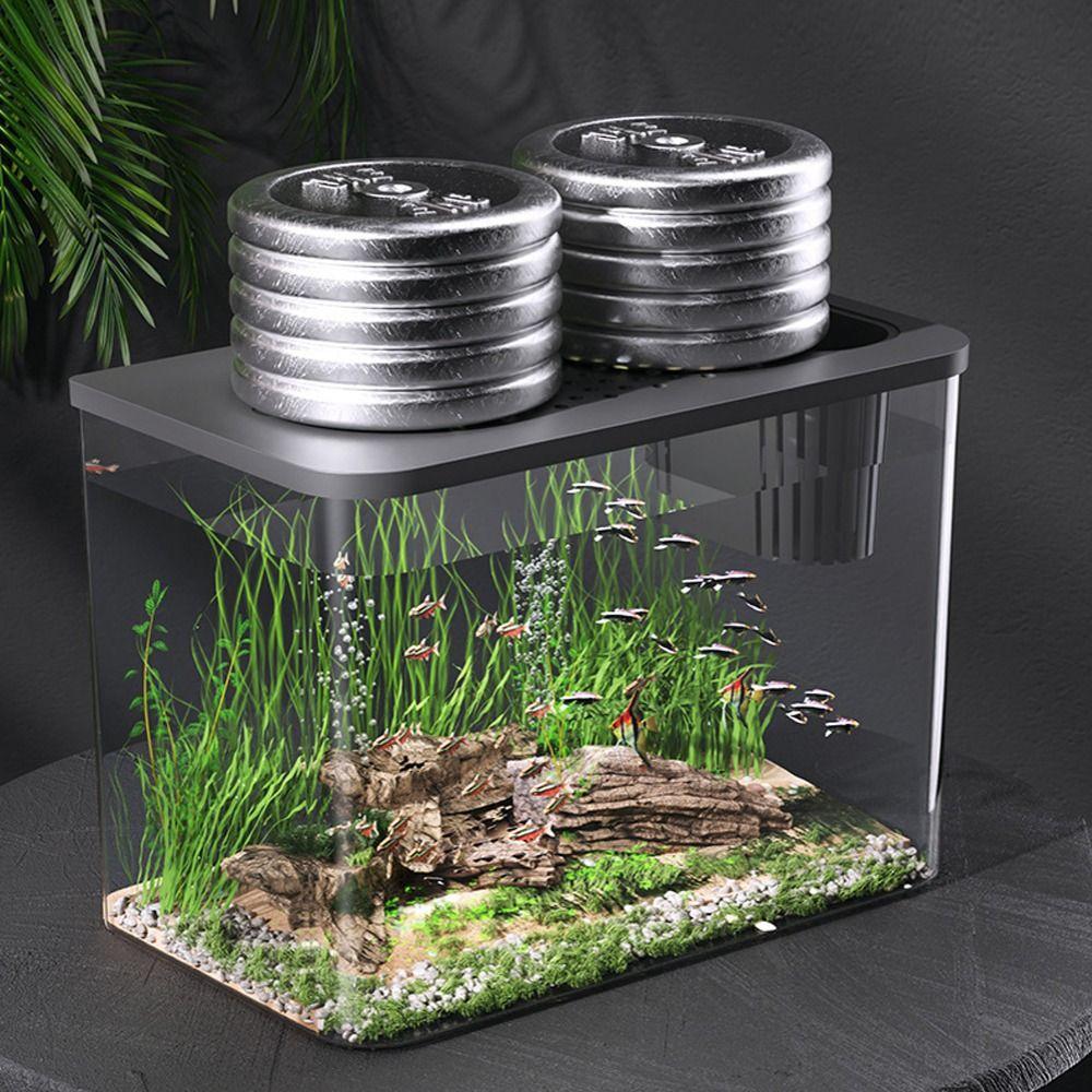Small Fish Tank with Lid Betta Aquarium Tank Creative Hydroponic Fish Bowls  For Home Decorative