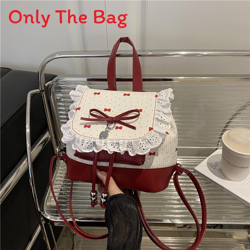 Fashion Girl Pu Small Handbag With Lace Trim For Daily Casual Use