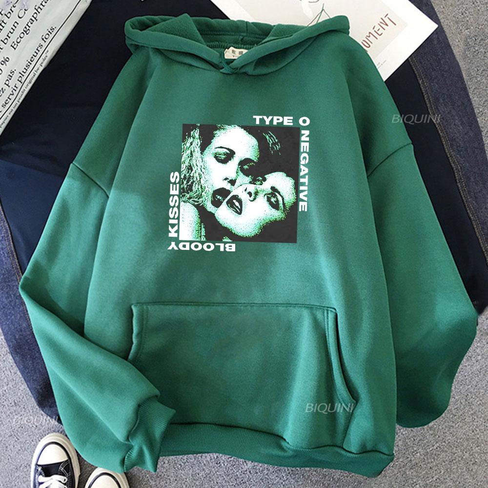 Bloody Kisses Type O Negative Hettegensere Rockeband Heavy Mental Gensere Mote Herre/Dame Klær Gotisk Vinter Unisex hettegenser
