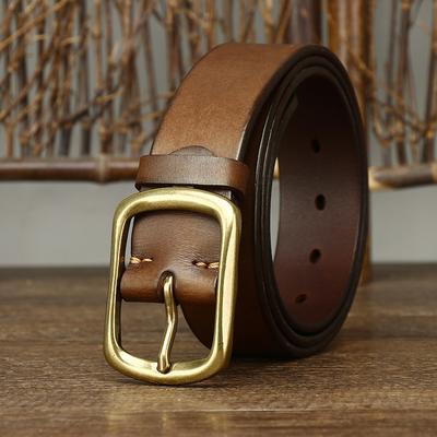 Pánský pásek Retro Prané Zoufalé První vrstva Čistá Cattlehide Kožená Spona Spona Všestranný Mládež Neformální džíny Pásek