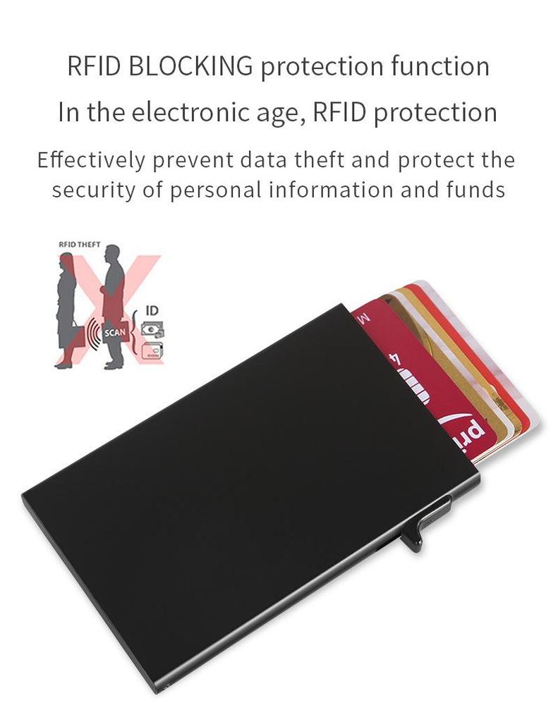 Ultra-Thin Anti-Theft Aluminum Card Holder with Automatic Pop-Up Mechanism