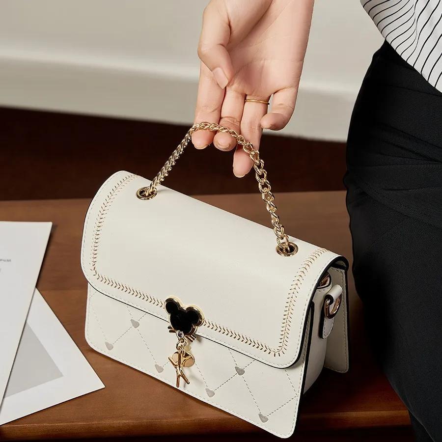 Geantă de umăr mică, de înaltă calitate, din piele de vacă, pentru femei, geantă de mână versatilă, tip messenger, casual